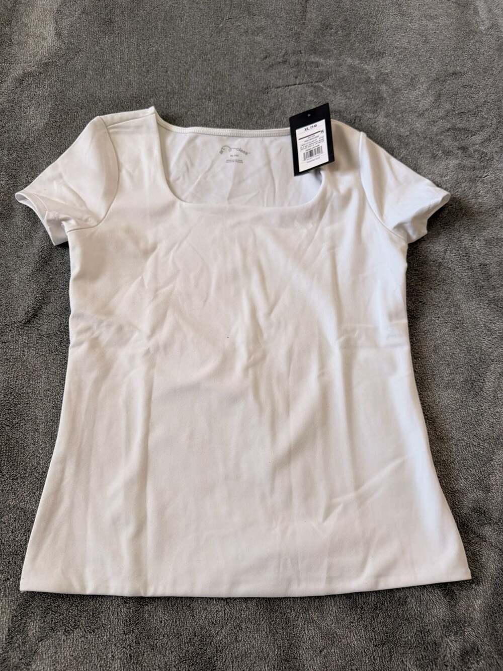 Art Class Girls White Square Neck Short Sleeve T-Shirt Size XL 14